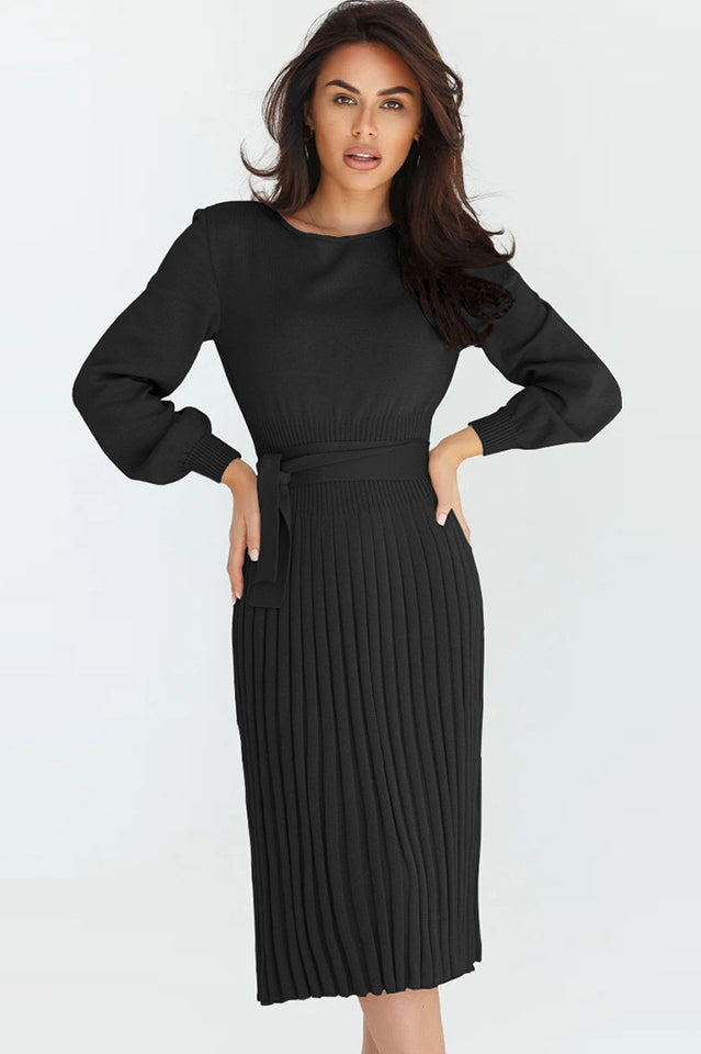 Sheath Ruched Long Sleeve Knit Dress