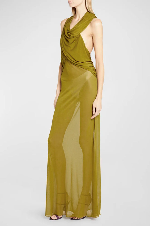 Carleigh Ruche Maxi Dress With Headscarf