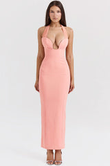 Sorbet Crepe Halter Maxi Dress