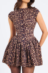 Jacqueline Backless Cheetah Print Mini Dress