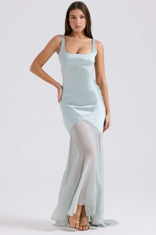 Victory Light Green Chiffon Maxi Dress