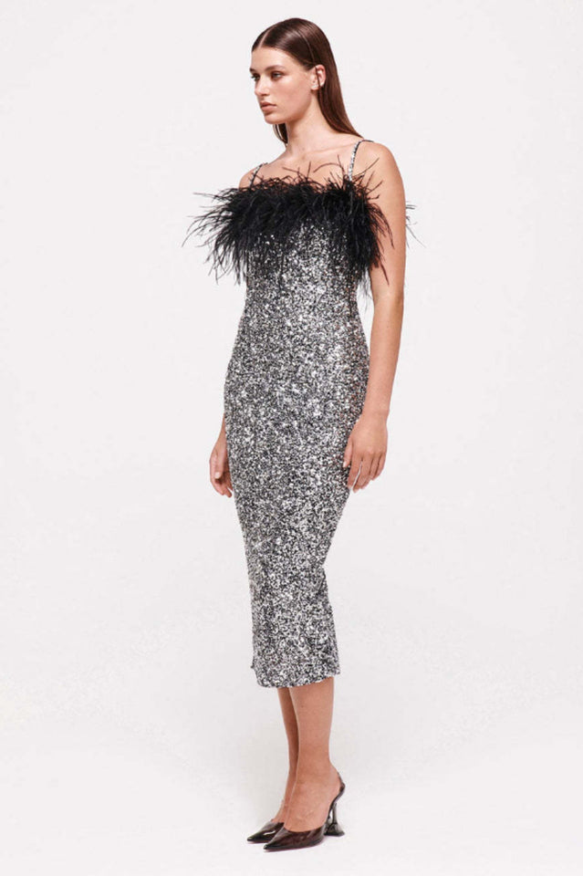 Jemma Feather Midi Sequin Dress