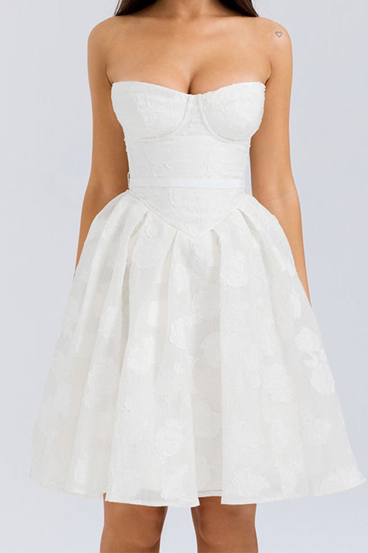Strapless Corset Floral Jacquard Mini Dress