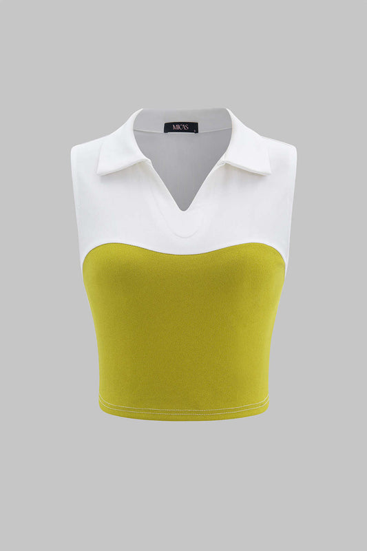 V-Neck Patchwork Tank Top
