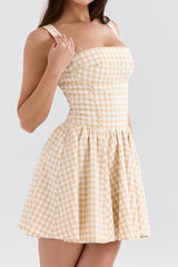 Isadora Gingerbread Gingham Mini Dress