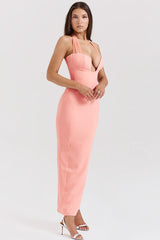 Sorbet Crepe Halter Maxi Dress