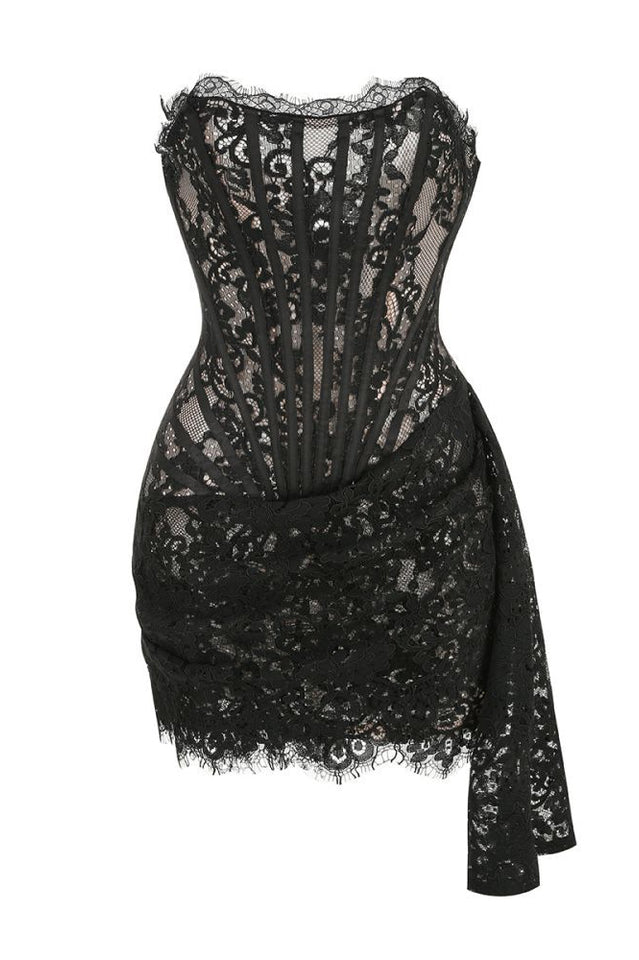 Lace Corset Draped Mini Dress