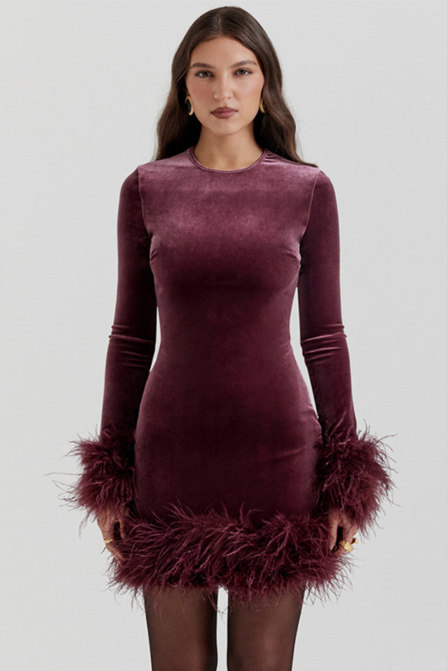 Lavinia Mulberry Velvet Mini Dress