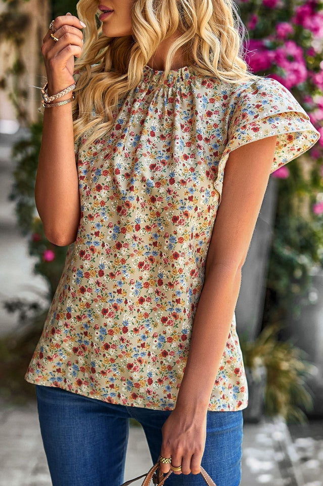 Floral Flutter Sleeve Top