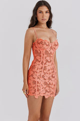 Ilayda Embroidered Floral Lace Mini Dress