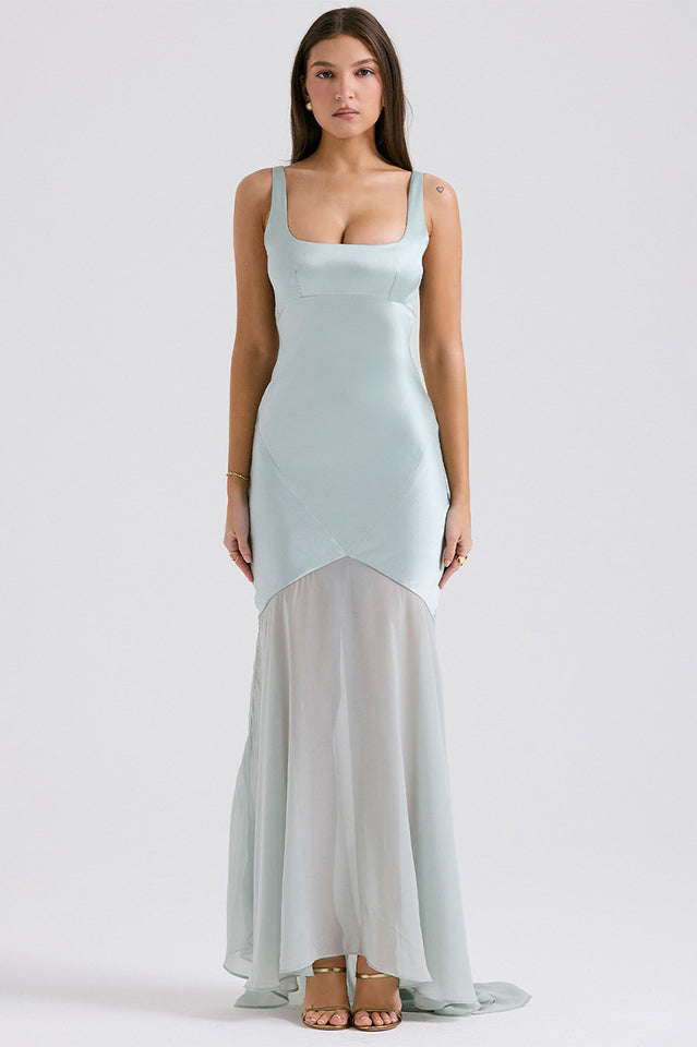 Victory Light Green Chiffon Maxi Dress