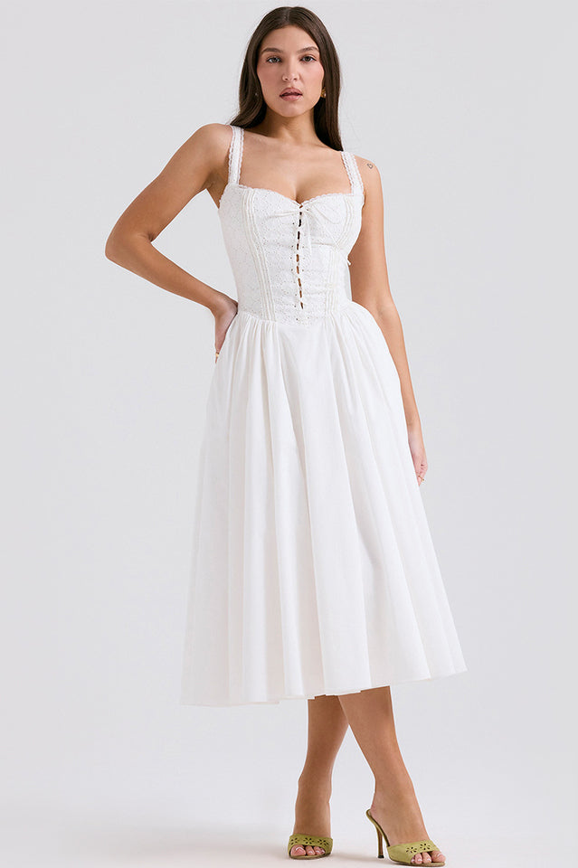 Milia White Brogue Cotton Dress