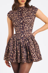 Jacqueline Backless Cheetah Print Mini Dress