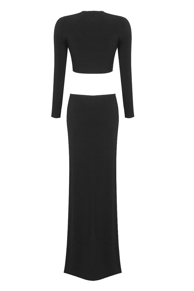 Black Stretch Cady Maxi Dress