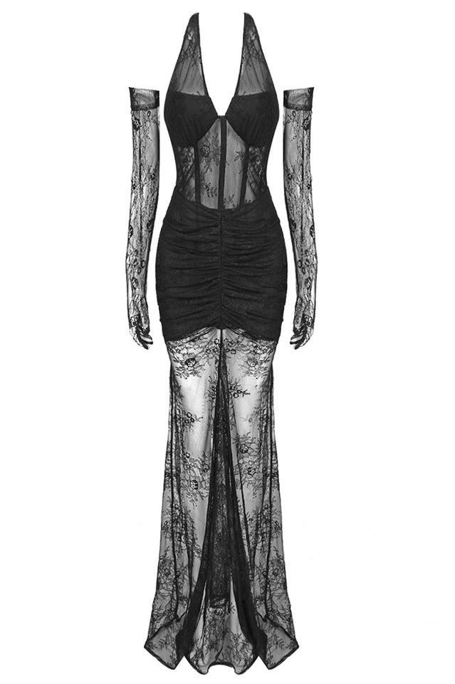 Elsa Halterneck See-through Maxi Dress