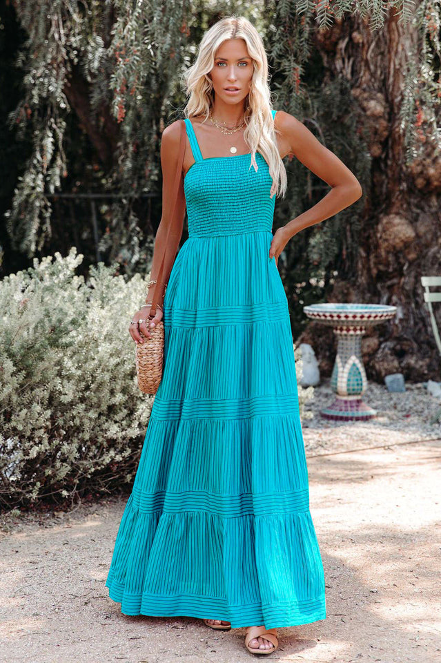 Swing Pleated Maxi Boho Dress