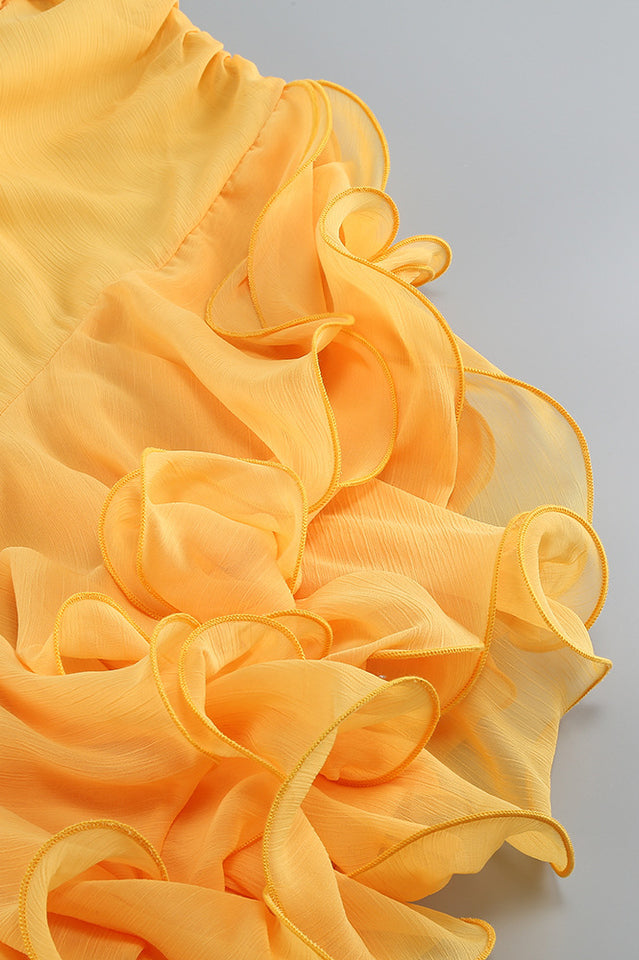 Fleur Yellow Strapless Cutout Gown