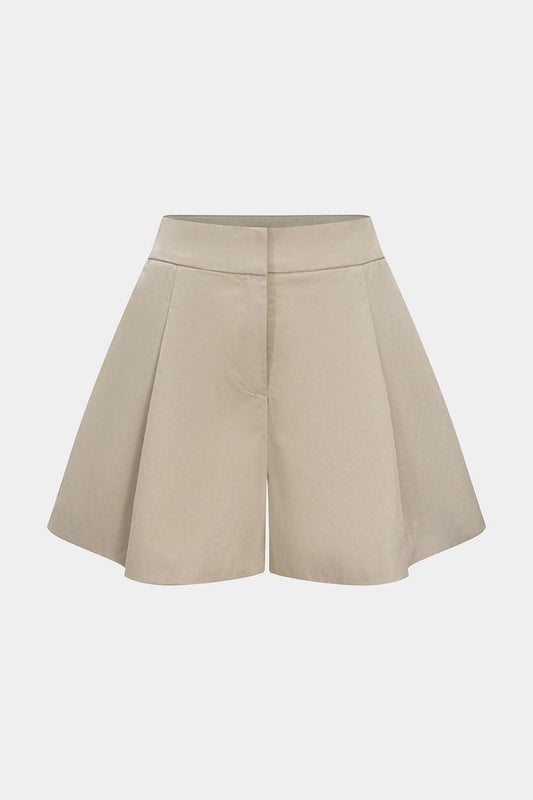 Solid Ruched High Waist Pocket Shorts