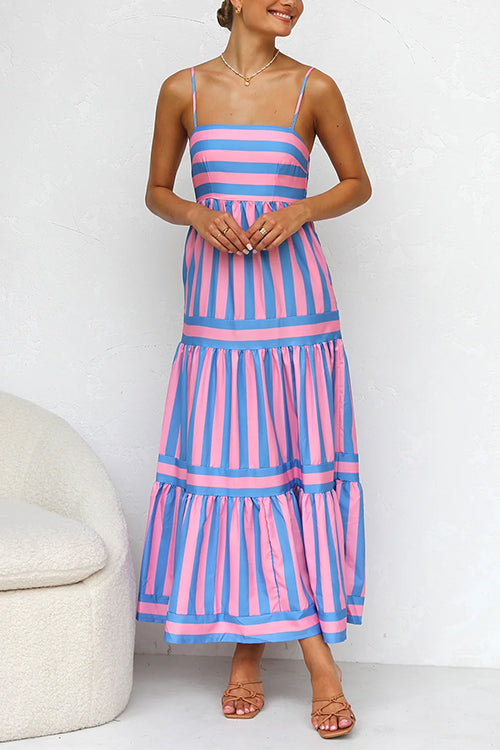 Dana | Spaghetti Strap Striped Maxi Dress