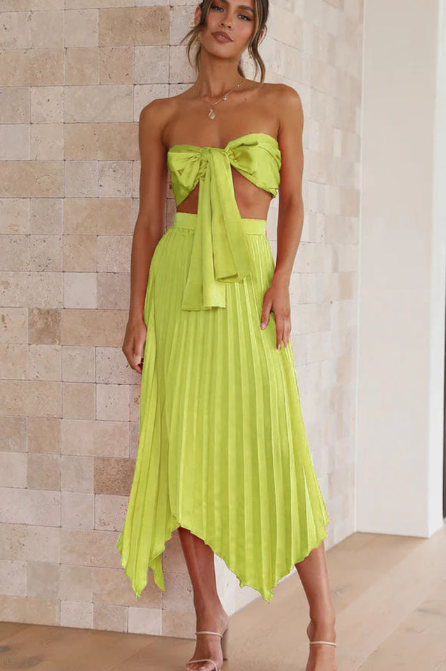 Tilley Pleated Top and Skirt Set