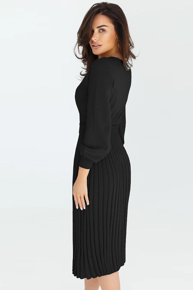 Sheath Ruched Long Sleeve Knit Dress