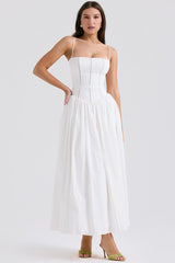 Isabella White Cotton Sundress