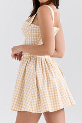 Isadora Gingerbread Gingham Mini Dress