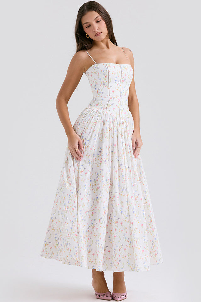 Isabella White Cotton Sundress