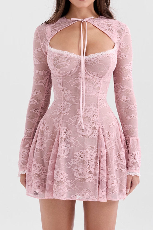 Alice Pink Lace Mini Dress