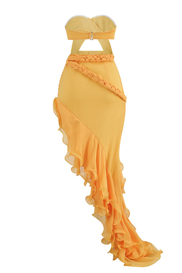 Fleur Yellow Strapless Cutout Gown