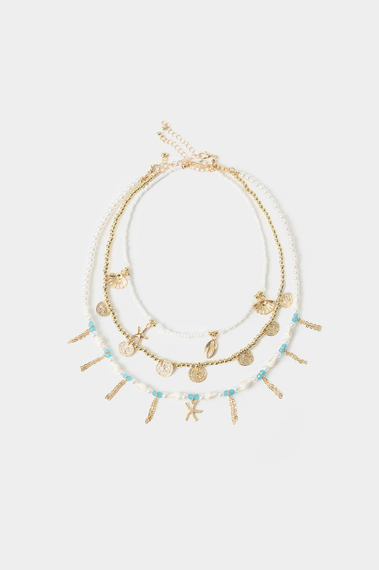 Irregular Pearl Alloy Multi-Layer Clavicle Chain Necklace
