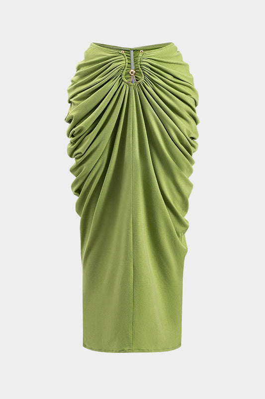 Plus Size Ruched Metallic Decor Skirt
