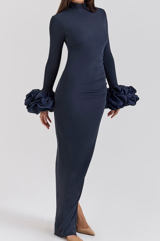 Fabienne Midnight Ruffle Sleeve Maxi Dress