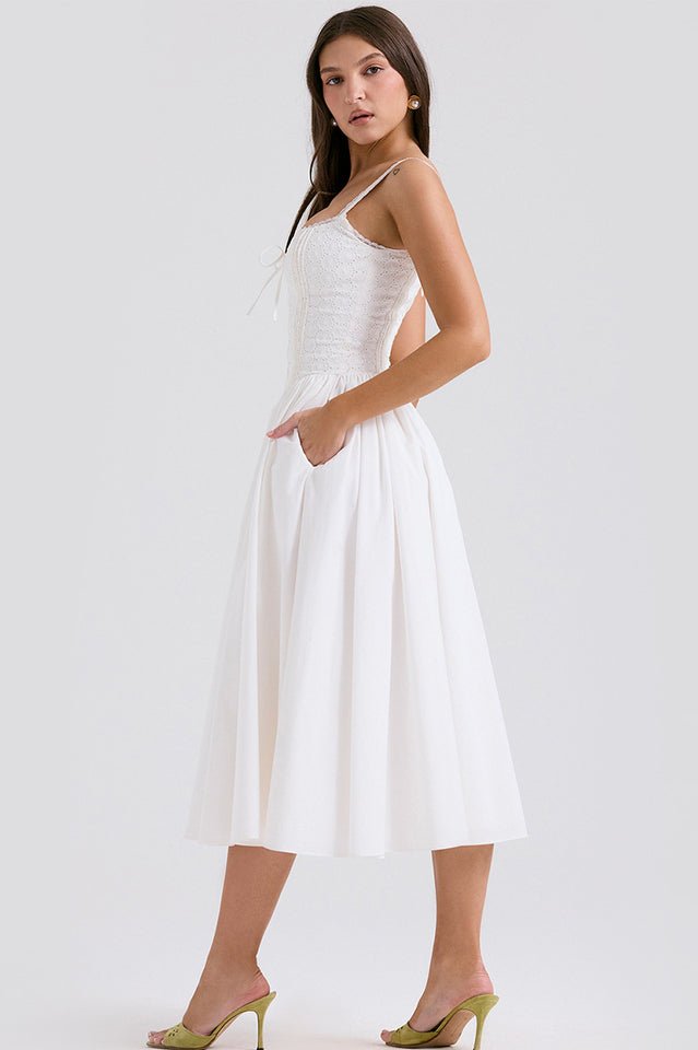 Milia White Brogue Cotton Dress