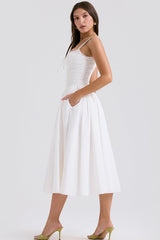 Milia White Brogue Cotton Dress