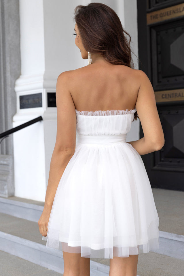 Strapless A Line Tulle Homecoming Dress