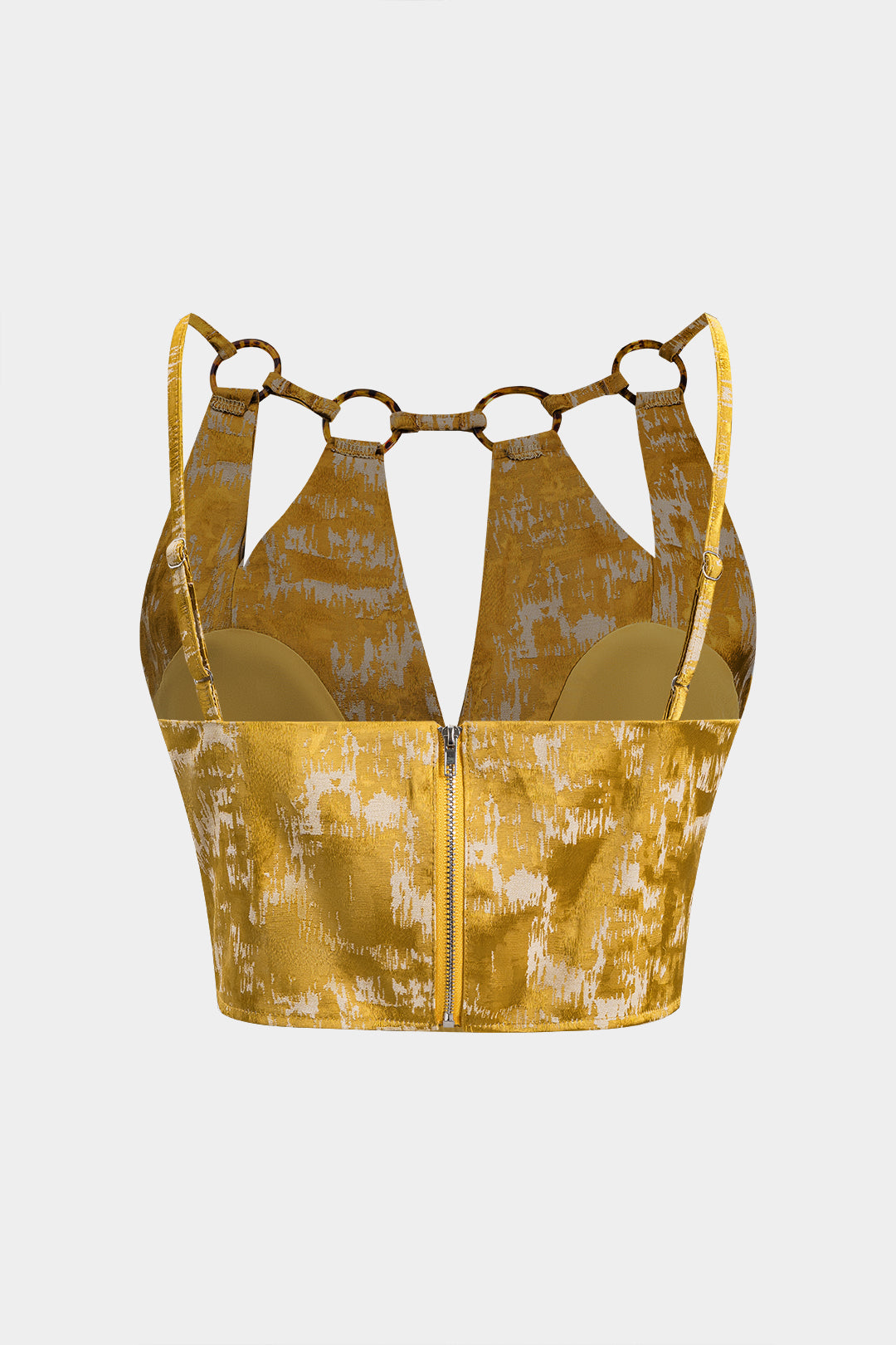Jacquard Cut Out Zipper Backless Cami Top
