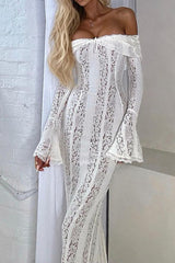 Belle Floral Lace Off Shoulder Maxi Dress