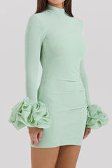 Camilla Pistachio Ruffle Cuff Mini Dress