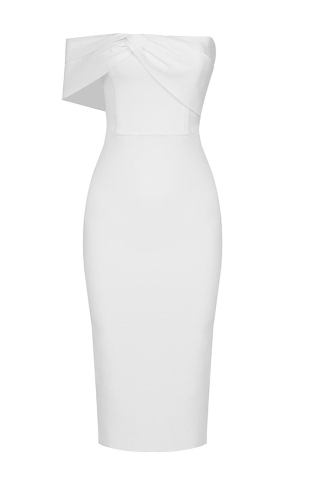 Milla Nova Draped Crepe Midi Dress