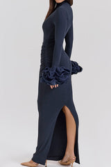 Fabienne Midnight Ruffle Sleeve Maxi Dress