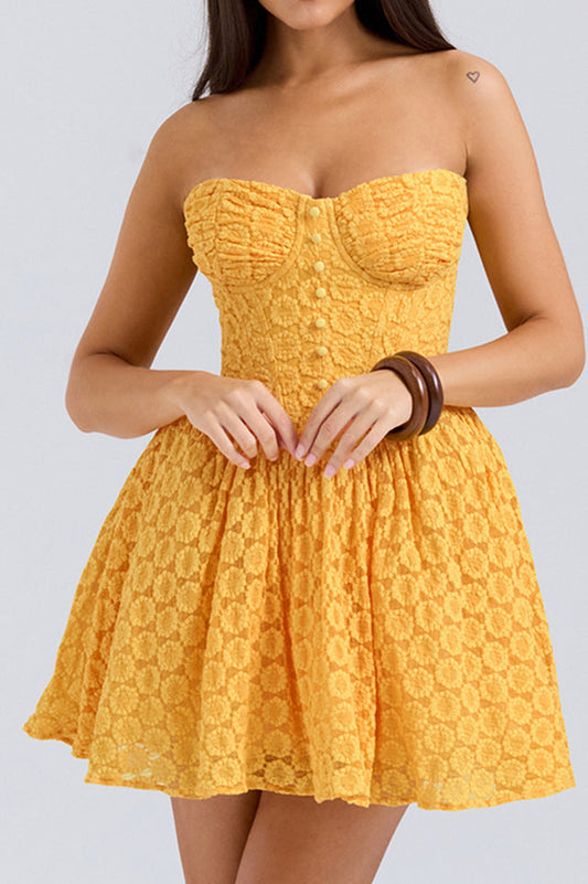 Carolina Apricot Lace Corset Mini Dress