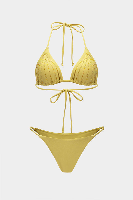 Rhinestone Strappy Bikini Set