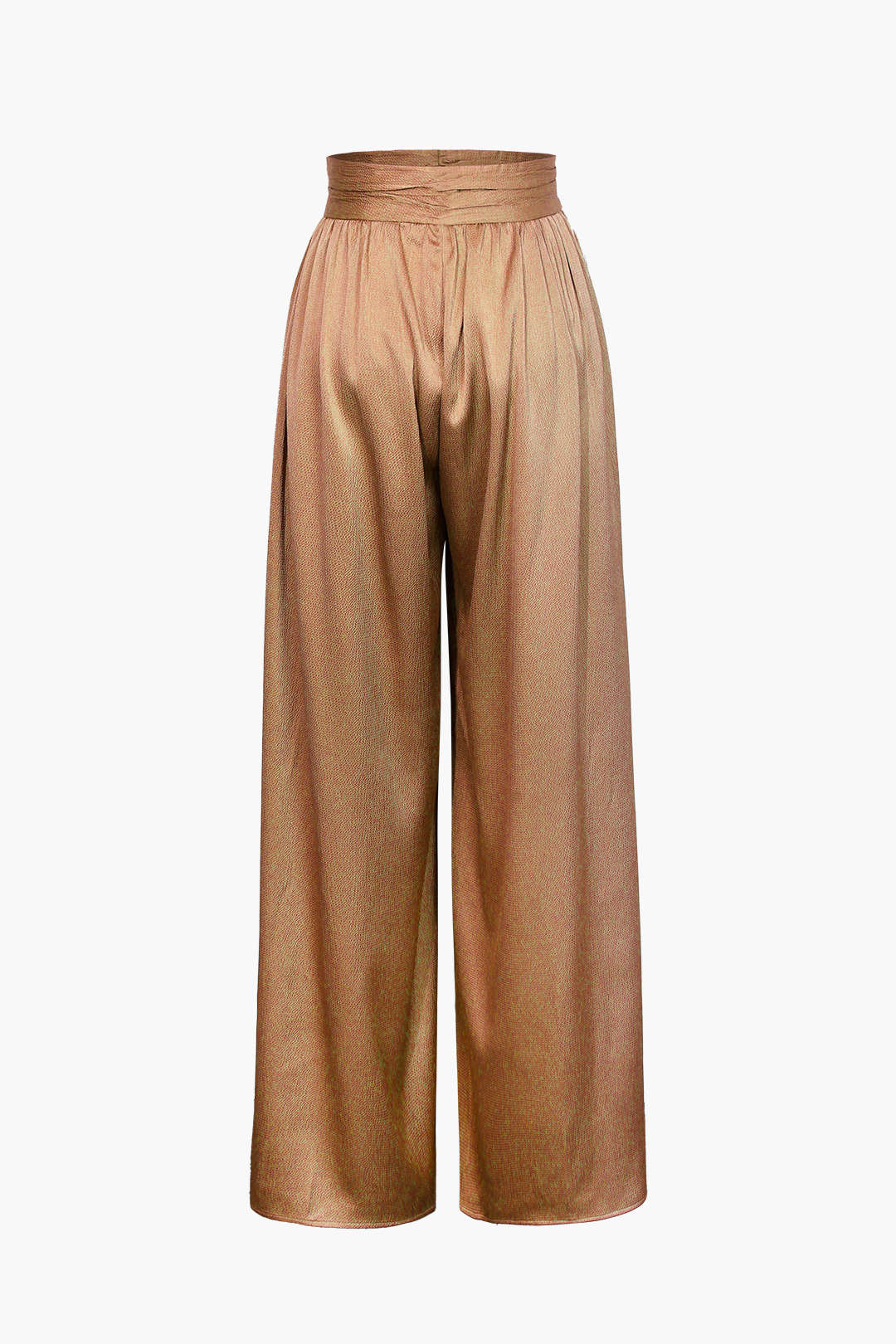 Basic Heavy Satin High Waisted Wide Leg Pants