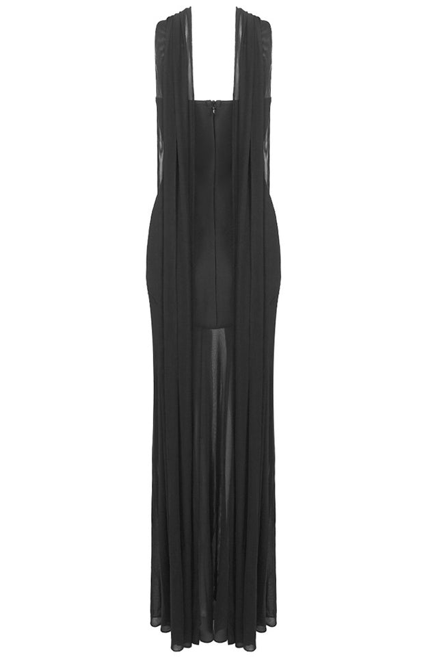White Strapless Scarf Maxi Dress