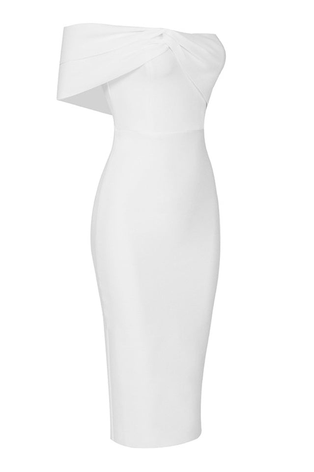 Milla Nova Draped Crepe Midi Dress