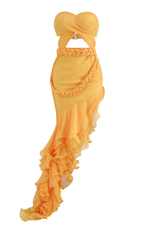 Fleur Yellow Strapless Cutout Gown