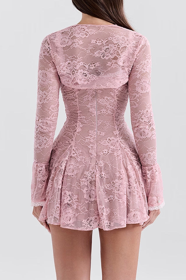 Alice Pink Lace Mini Dress