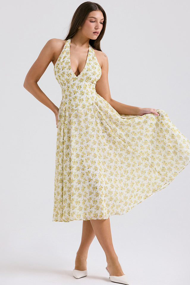 Solada Ivory Vintage Floral Print Sundress