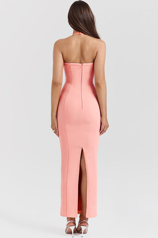 Sorbet Crepe Halter Maxi Dress